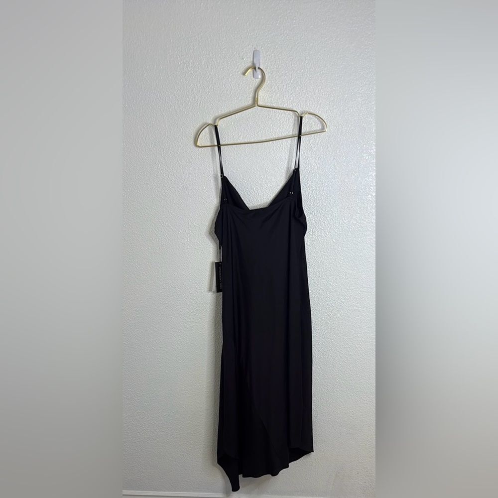 NWT-Karl Lagerfeld- Black asymmetrical silky Midi Dress- Size 12 - Picture 9 of 9